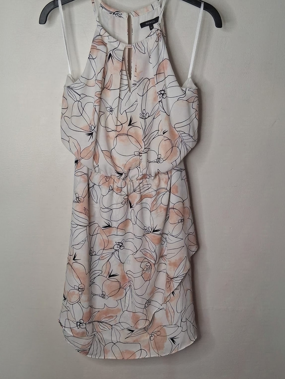 RW&CO Floral Halter Cold Shoulder Dress Blush White Small